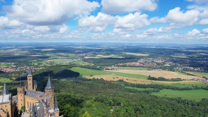 [4K Aerial Photography] A view of the small villages, SPY×FAMILY — Hohenzollern Castle, Germany