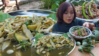 แกงหน่อไม้ ส้มกุ้ง แกล้มผักอิเลิศ กัดพริกหน่วย มื้อนี้หนาวโพดโพ11/1/2021